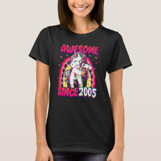 17 Years Old Unicorn Flossing 17th Birthday Girl U T-Shirt