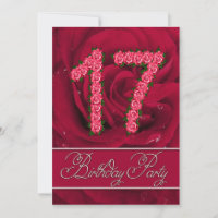 17e anniversaire invitation de fête avec roses