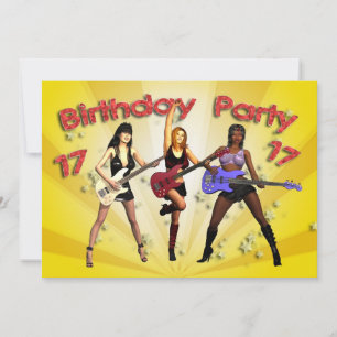 17e anniversaire Invitation de fête avec un groupe