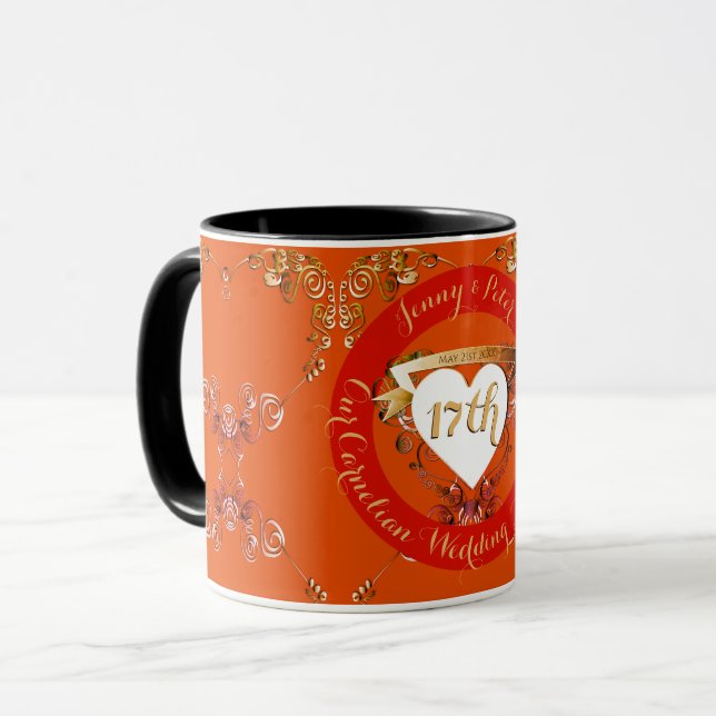 17e anniversaire Mariage carnelien Mug couleur (Devant gauche)