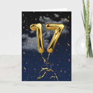 17e anniversaire Mylar Balloon or et carte Confett