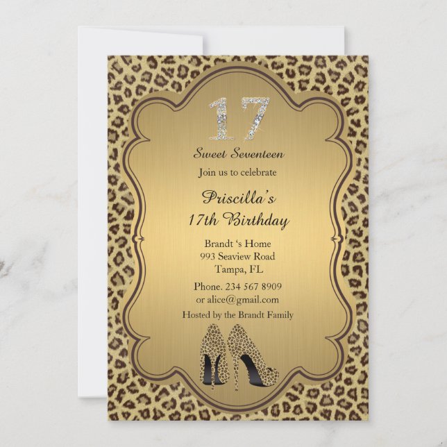 17ème Invitation d'anniversaire, diamants de (Devant)