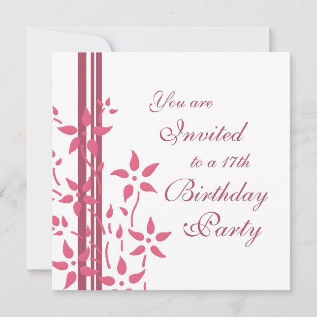 17èmes invitations florales de fête d'anniversaire (Devant)
