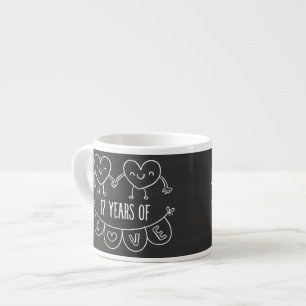 17th Anniversary Gift Chalk Hearts Espresso Cup