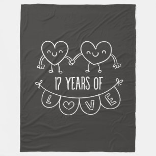 17th Anniversary Gift Chalk Hearts Fleece Blanket