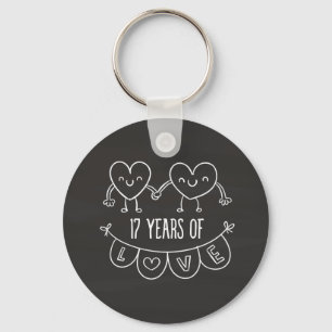 17th Anniversary Gift Chalk Hearts Keychain