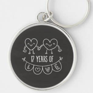 17th Anniversary Gift Chalk Hearts Keychain