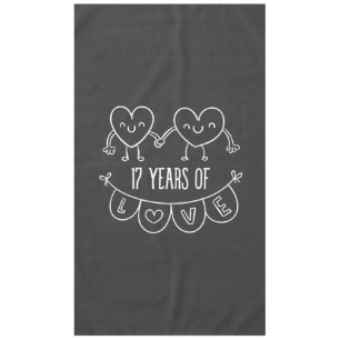 17th Anniversary Gift Chalk Hearts Tablecloth