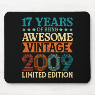 17th Birthday 17 Years Of Being Awesome Vintage 17 Mouse Pad