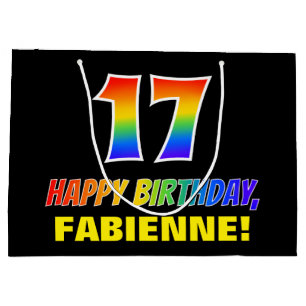 17th Birthday: Bold, Fun, Simple, Rainbow 17 Large Gift Bag