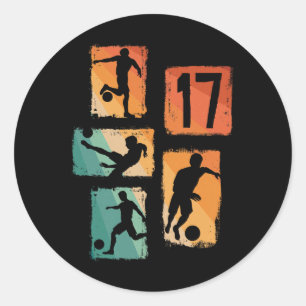 17th Birthday Boy Girl Soccer Player Football 17 Y Classic Round Sticker