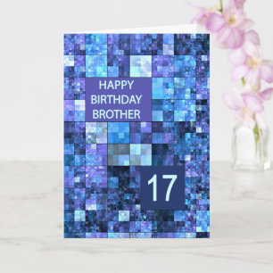 17th Birthday Brother, Blue Squares, Card