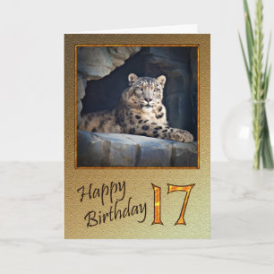17th Birthday Card with a snow leopard