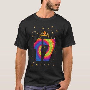 17th Birthday Crown Tie Dye Girl Kids Teens Birthd T-Shirt