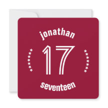 17th Birthday Curved Text Custom Name D03 RED