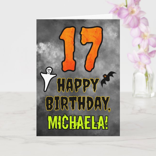17th Birthday: Eerie Halloween Theme + Custom Name Card (Orchid)