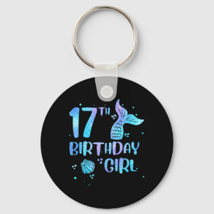 17th Birthday Girl Mermaid 17th Toddlers Back to Keychain