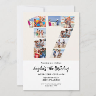 17th Birthday Invitation - Number 17
