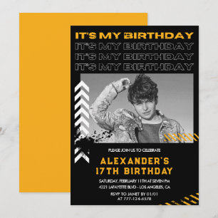 17th birthday invitations Men Photo Spray paint