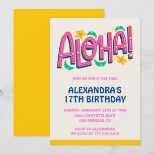 17th birthday invitations Tropical Aloha Hawaii