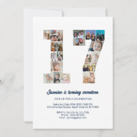 17th Birthday Number 17 Custom Photo Collage