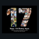 17th Birthday Number 17 Custom Photo Collage Poster<br><div class="desc">Mark years of wonderful memories and adventures with this captivating 17th Birthday Number Photo Collage. This customizable template is the perfect blend of creativity and sentiment, allowing you to create a truly memorable and personalized gift for your loved one's special day. Capture the essence of incredible years in a single...</div>