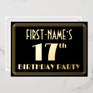 17th Birthday Party: Art Deco Look “17”, w/ Name