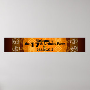 17th Birthday Party Personalized Banner 60x11 Poster
