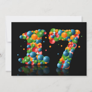 17th Birthday party, with bubbles and balls Invitation