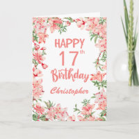 17th Birthday Pink Peach Peonies Watercolor Floral