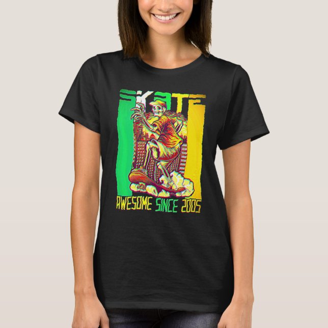 17th Birthday Skateboard  Skater Awesome Since 200 T-Shirt (Front)