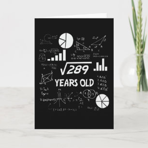 17th Birthday Square Root Math 17 Years Old Bday Card