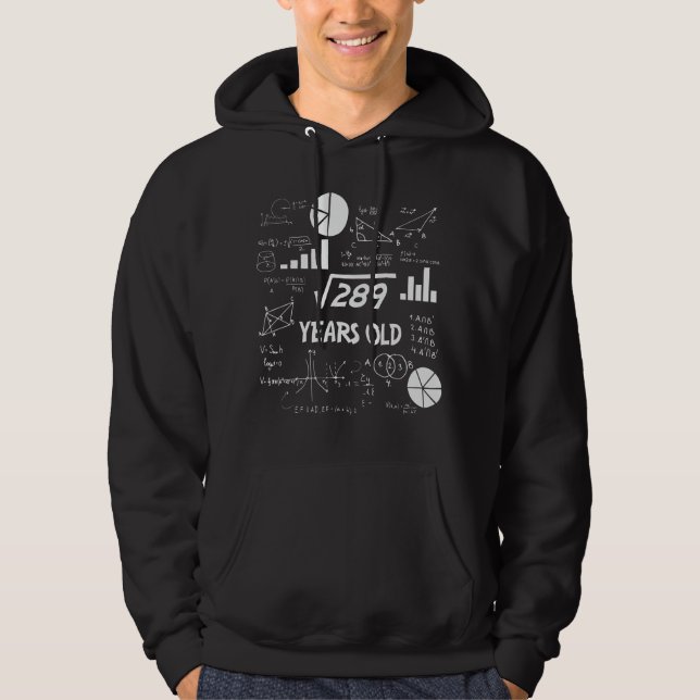 17th Birthday Square Root Math 17 Years Old Bday Hoodie (Front)