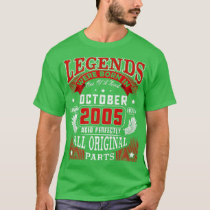 17th Birthday Tee Legends Born In October 2005 17