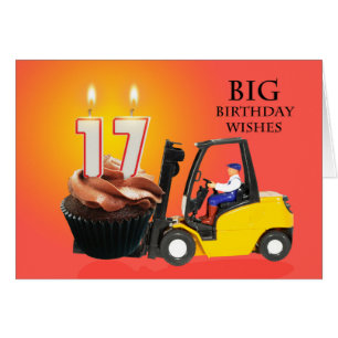 17th Birthday with Cupcake,Candles and Forklift