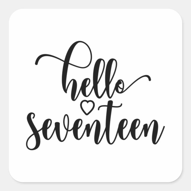 17th Birthday Women Hello 17 Cute 17 Years Old Square Sticker (Front)