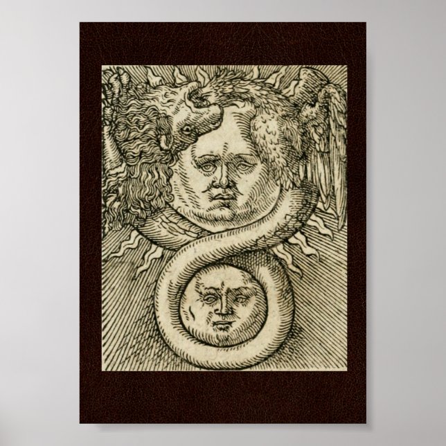 17th C. Alchemy Illustration: Sun, Moon & Dragon Poster (Front)