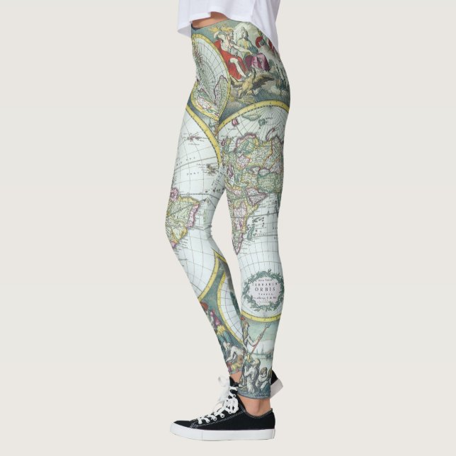 17th Century Antique World Map, Frederick De Wit Leggings (Left)