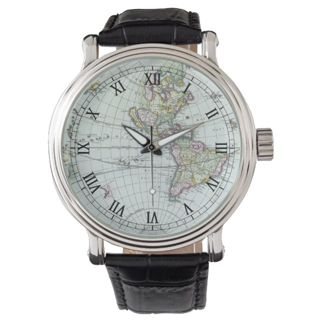 17th Century Antique World Map, Frederick De Wit Watch (Front)