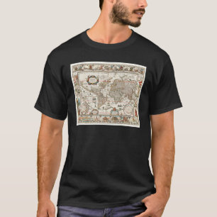 17TH CENTURY ANTIQUE WORLD MAP HISTORY GEOGRAPHY E T-Shirt