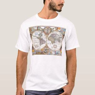 17th Century Dual Hemisphere World Map T-Shirt