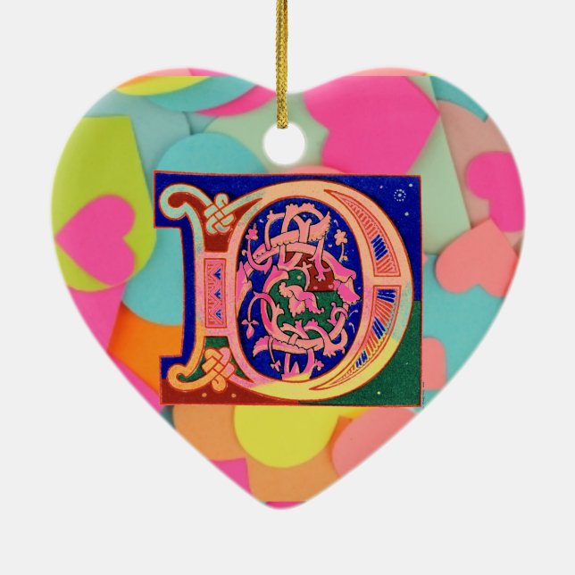 17th Century Letter D Ceramic Ornament (Back)