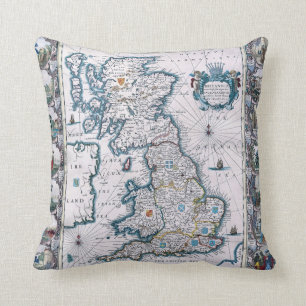 17th Century  Map Of England Throw Pillow