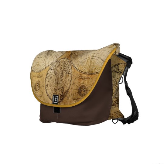 17th century Old World Map messenger bag