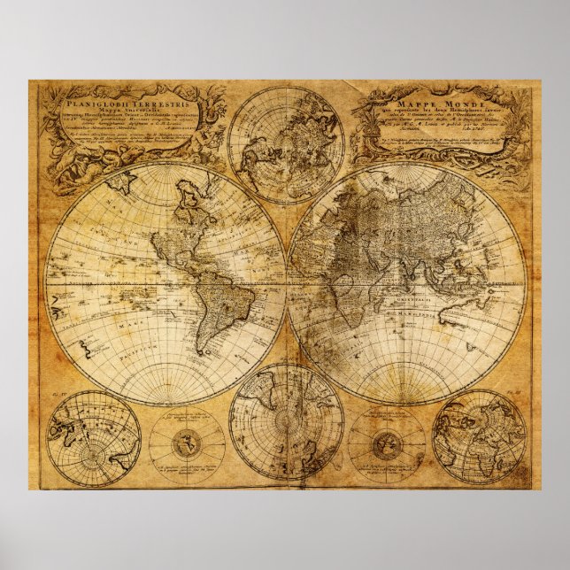 17th century Old World Map poster print (Front)