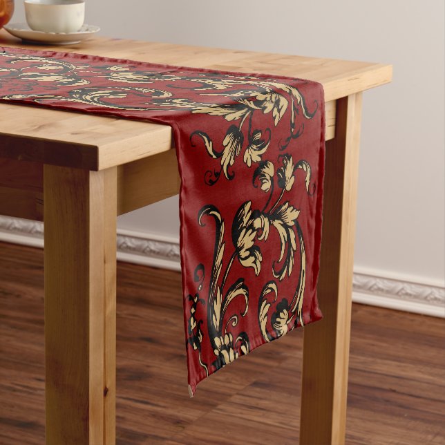 17th Century Ornate Foliage Vine Ornament Short Table Runner (In Situ)