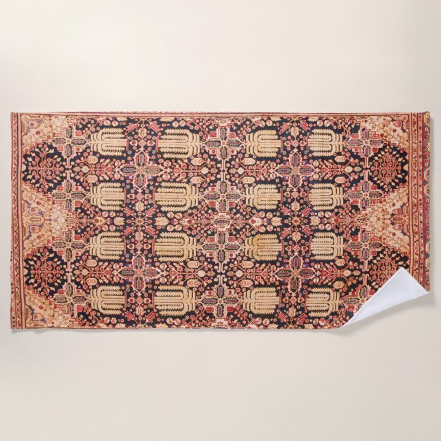 17th Century Persian Rug Print  Beach Towel (Front)