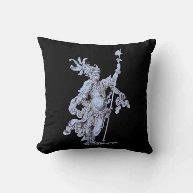 17th century soldier print throw pillow (Front)
