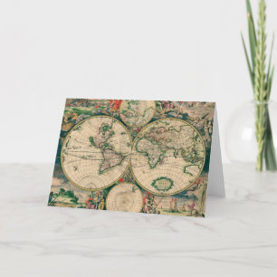17th Century World Map Greeting Card
