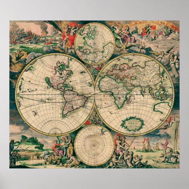 17th Century World Map - Poster (Front)